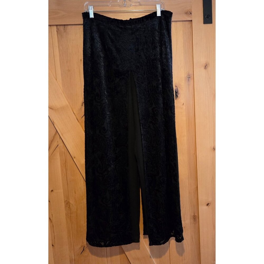 Social Circles Womens Size L Black Velvet Burnout Layered Pants Goth Dark Fairy